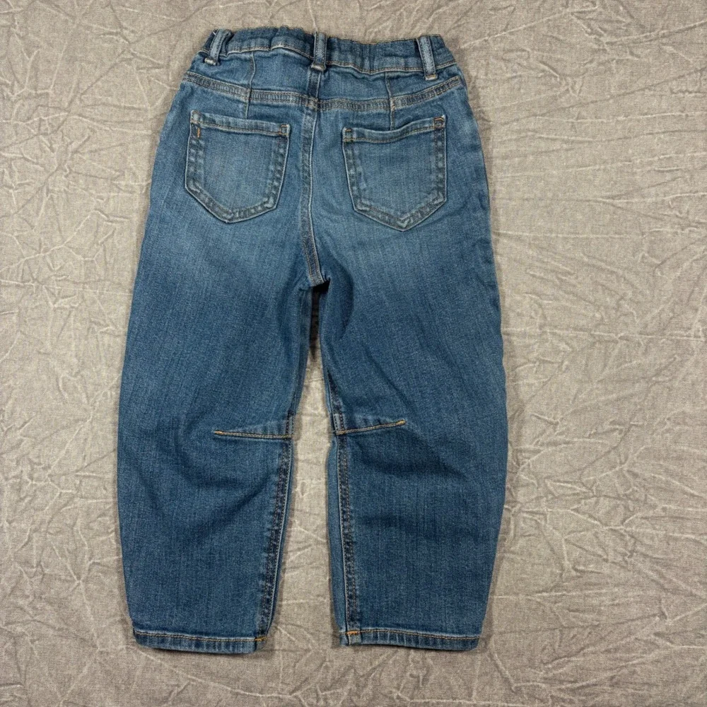 OshKosh Bgosh Boys Blue Denim Jeans Size 5 Adjustable Waist Patch Pocket Seamed